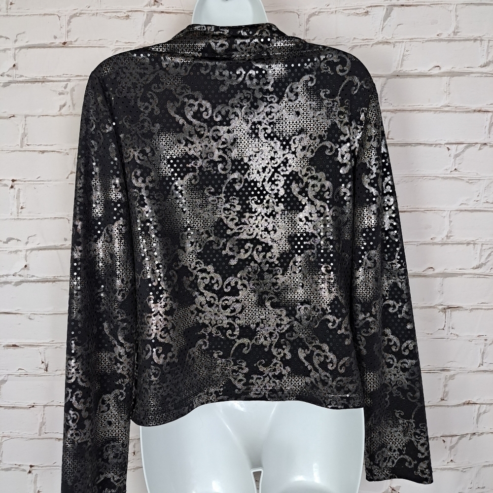 Joseph Ribkoff Artsy Geometric Sequined Ruched Jacket - Picture 5 of 11